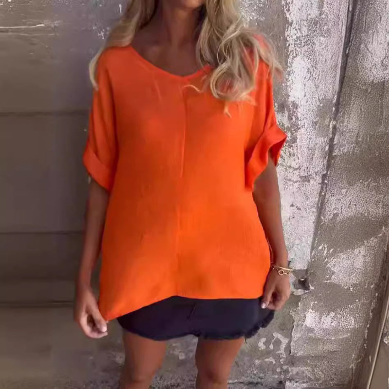 Oversized Sheer Short Sleeve Top with Relaxed Fit