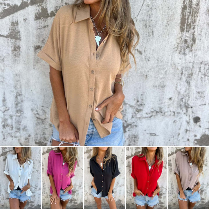 Sleeveless Button-Up Collared Top with Relaxed Fit
