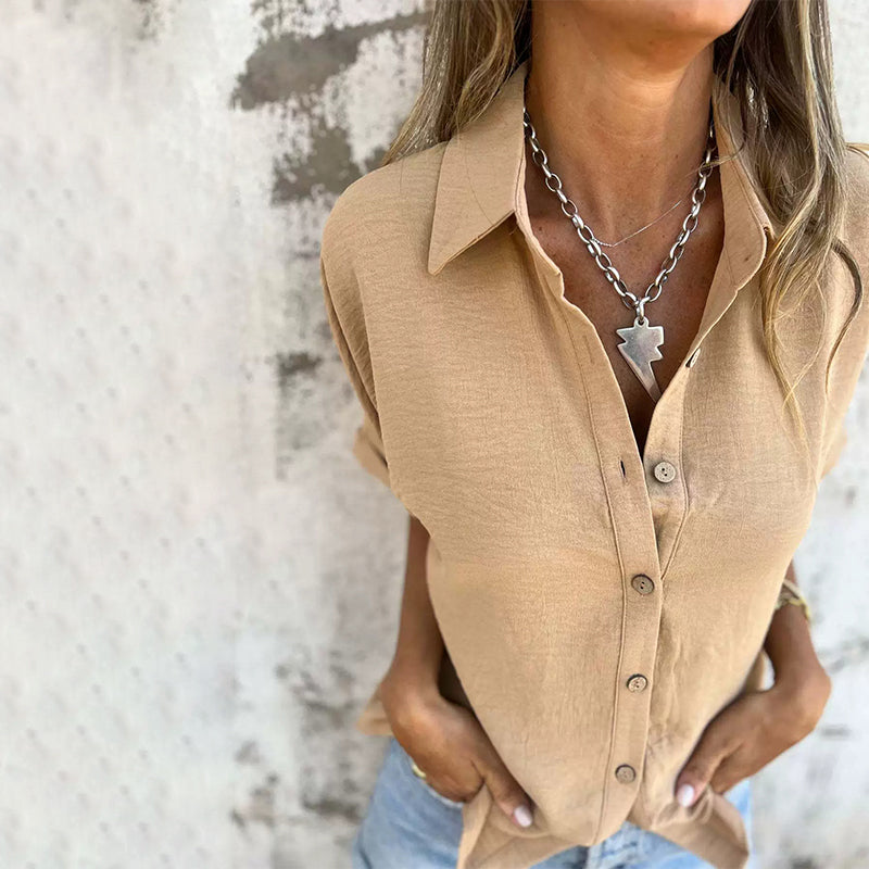 Sleeveless Button-Up Collared Top with Relaxed Fit