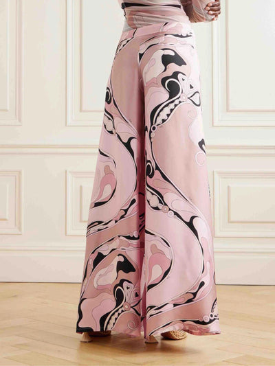Retro Geometric Abstract Ruffled Mesh Pant Set